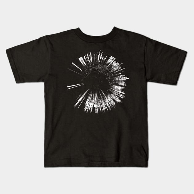 Eye Burst White Lines Kids T-Shirt by AKdesign